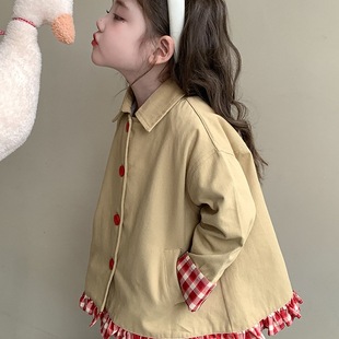 Girls' Trench Coat Spring 2025 New Stylish Fashionable Children's Spring Outfit Baby Girl Spring and Autumn Casual Versatile Jacket