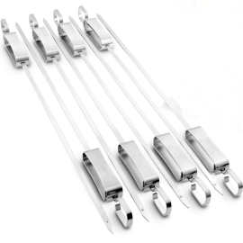 亚马逊热销不锈钢烧烤工具签子BBQ烤鸡翅针扁平金属烤羊肉串