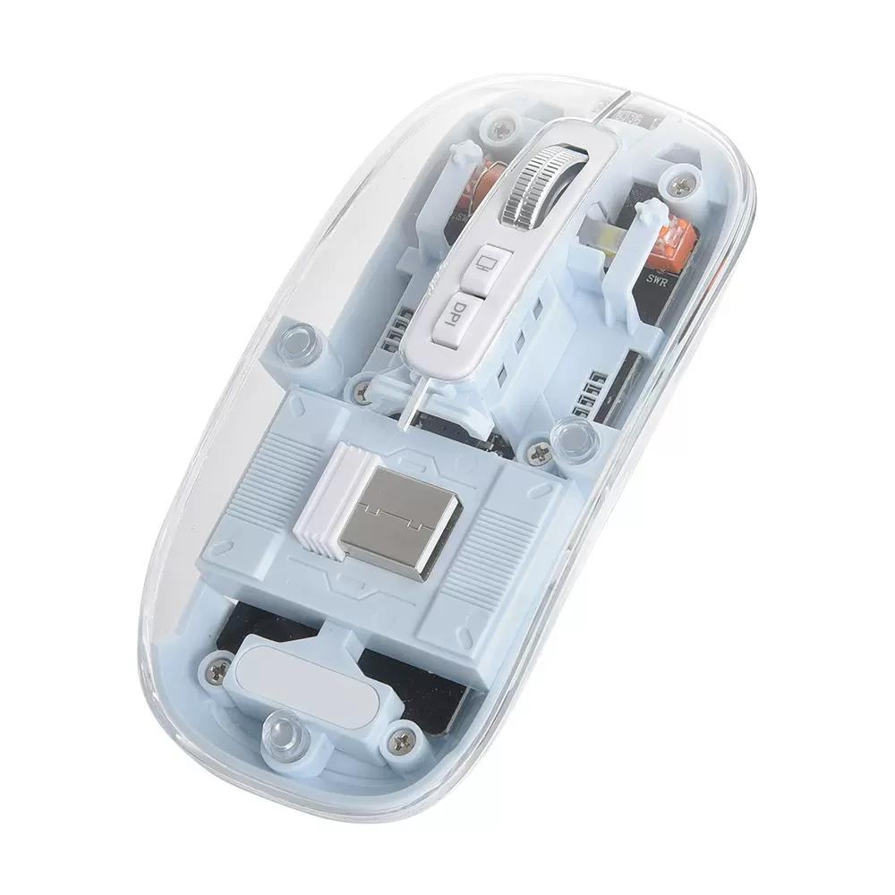 新款发光透明鼠标可充电电脑笔记本多色批发无线蓝牙双模静音鼠标