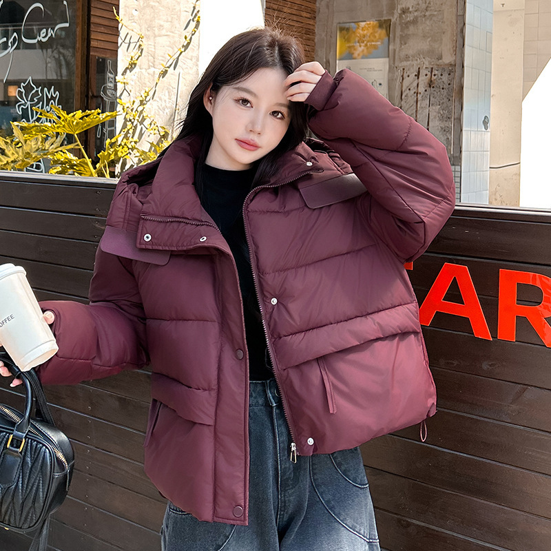 跨境2025新款棉衣女短款冬季连帽棉服韩版时尚棉衣外套百搭面包服|undefined