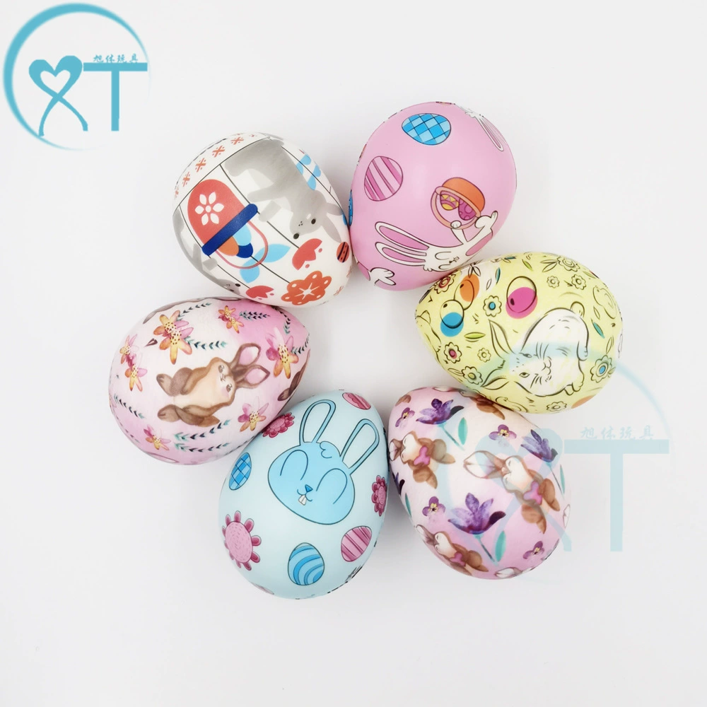 Трансграничная декомпрессионная игрушка для пасхального яйца медленный отскок кролик узор яичный шар pu пена цветная печать декомпрессионное яйцо