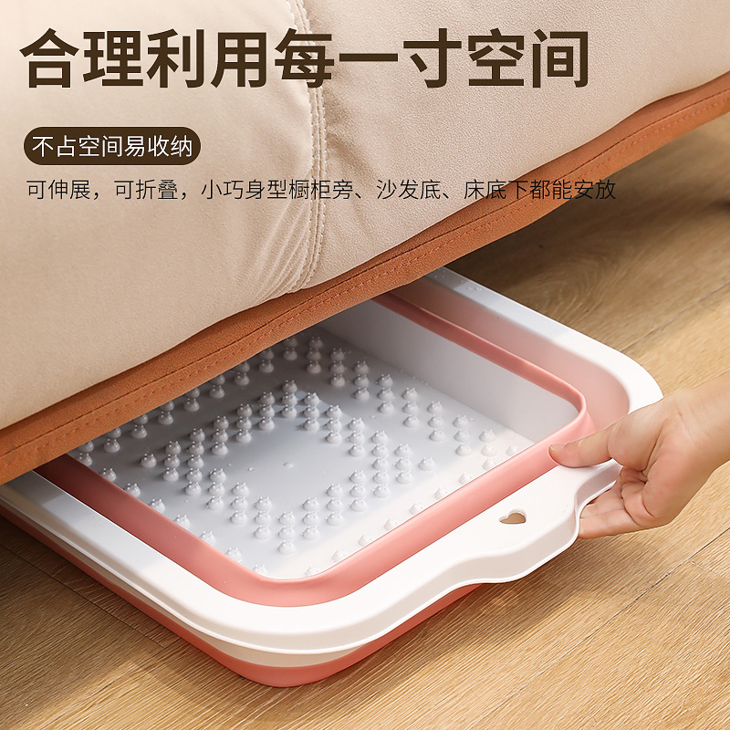 [Cubo de baño de pies plegable de silicona grande] baño de pies cuadrado masaje baño de pies cubo de baño de pies portátil