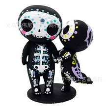 跨境SugarSkull Couple Figurine糖头骨夫妇雕像糖果骷髅娃娃摆件