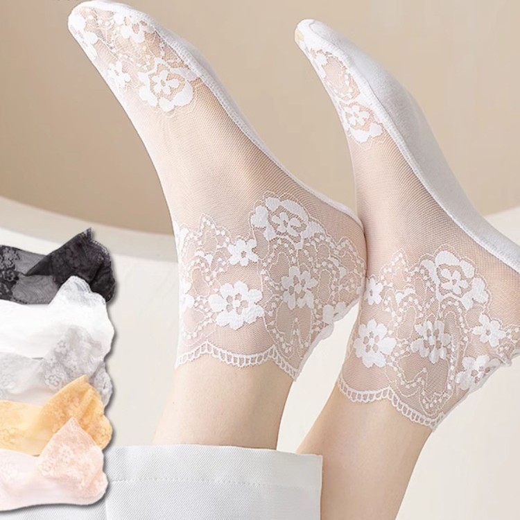 Lace Socks Women's Socks Autum Women's Breathable Short Stockings Thin Short Boat Socks Short Student Socks