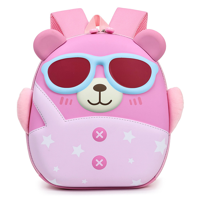 Mochila de niña encantadora, caricatura tridimensional oso, mochila de jardín de infantes, mochila de preescolar transpirable para niños