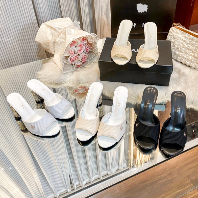 Chanel-Style Rhinestone Pearl High-Heeled Slippers 2026 New Fashion Diamond Open-Toe Fish Mouth Sandals for Women Chanel-Style Rhinestone Pearl High-Heeled Slippers 2026 New Fashion Diamond Open-Toe Fish Mouth Sandals for Women