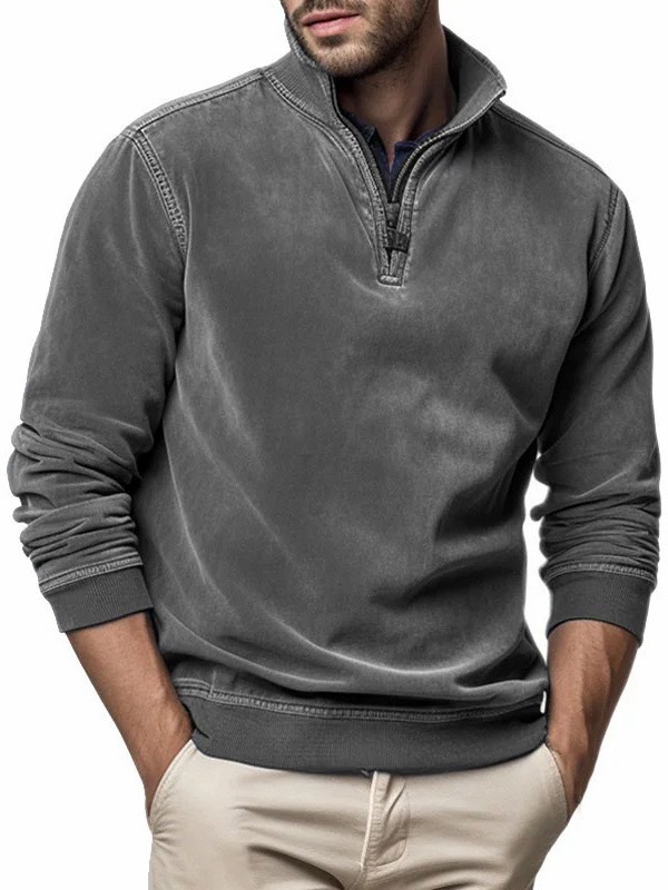 2024 Herrenpullover im ethnischen Stil mit 3D-Druck und halbhohem Reißverschluss_voghion.com