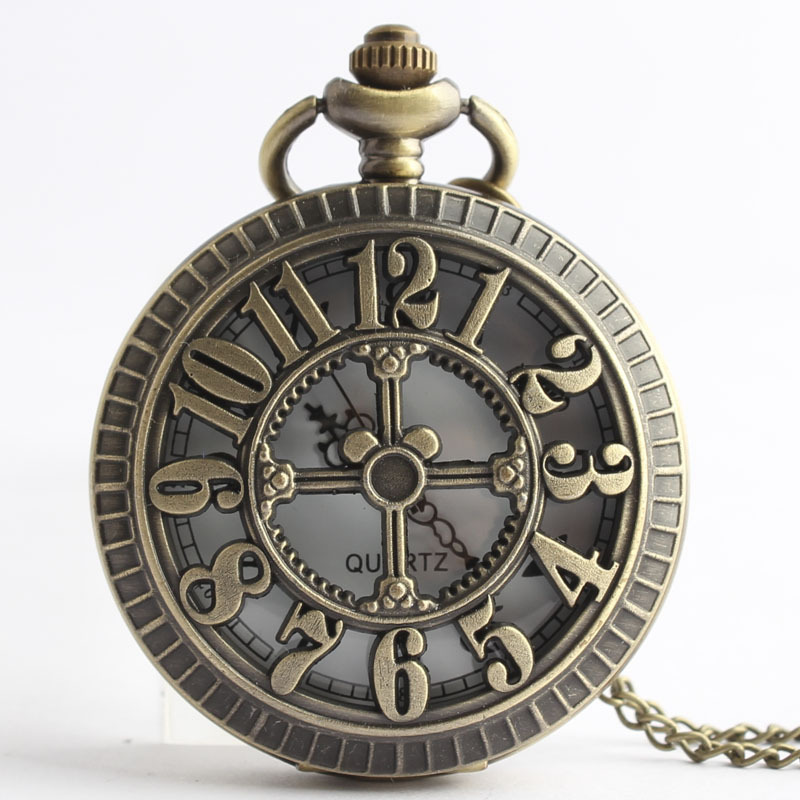 Retro Digital Hollow Carved Fashion Large Watch Fashion Watch Men's and Women's Pocket Watch Student Pocket Watch Wholesale Fashion