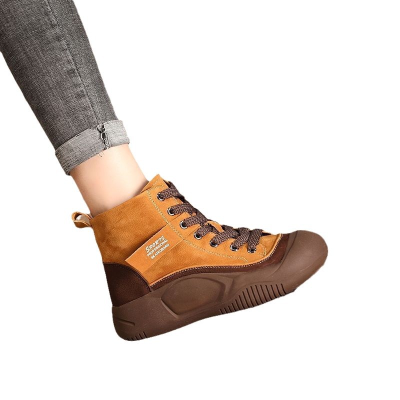 Red retro explosión de zapatos de altura de suela gruesa para mujeres 2024 nuevo otoño suave aumento antideslizante desgaste zapatos de altura media