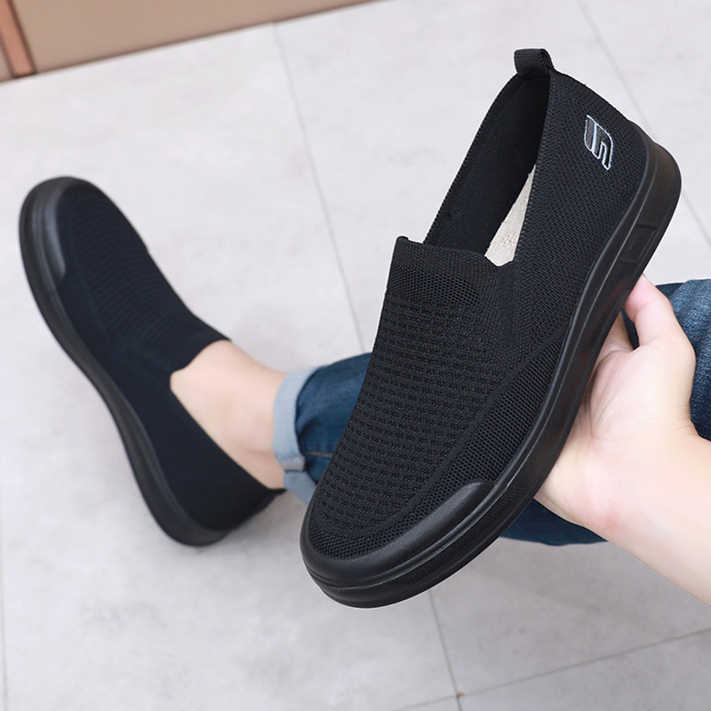ANTI-KICK TOE 남성용 캐주얼 싱글 레이어 신발 1 단계 로우 탑 플라잉 통기성 오래 된 베이징 천 신발 중년 및 노인 아빠 신발