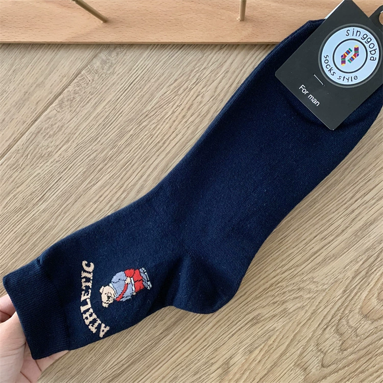 Мужские полупрезерв socks демисезонные носки, оптом, английские буквы, с милым медведем