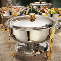 クロスボーダーアマゾンステンレス鋼ビュッフェ炉金メッキラウンド炉ダイニング炉セットChafingDishBuffetset