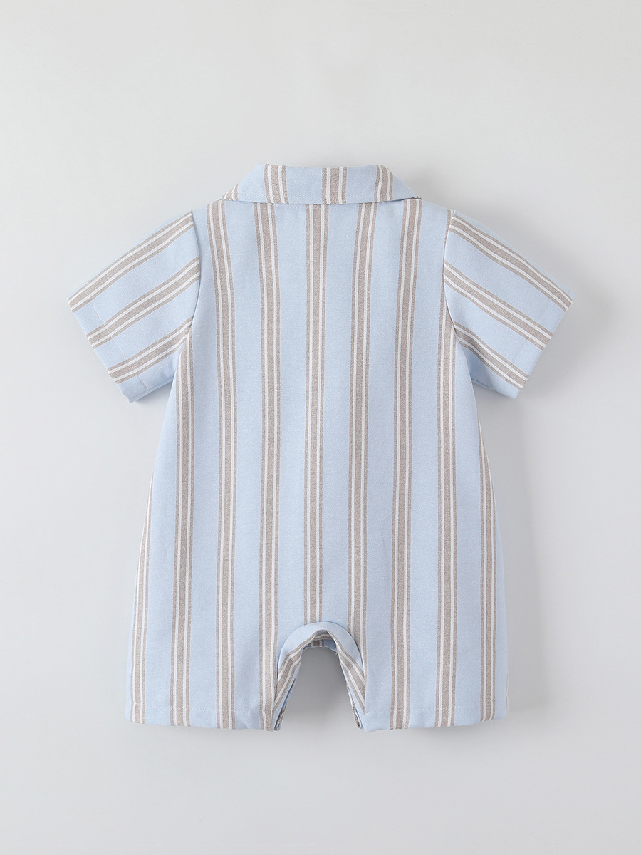Ins赤ちゃん服夏ストライプ半袖a類洋気赤ちゃん服韓国版紳士赤ちゃん外出服