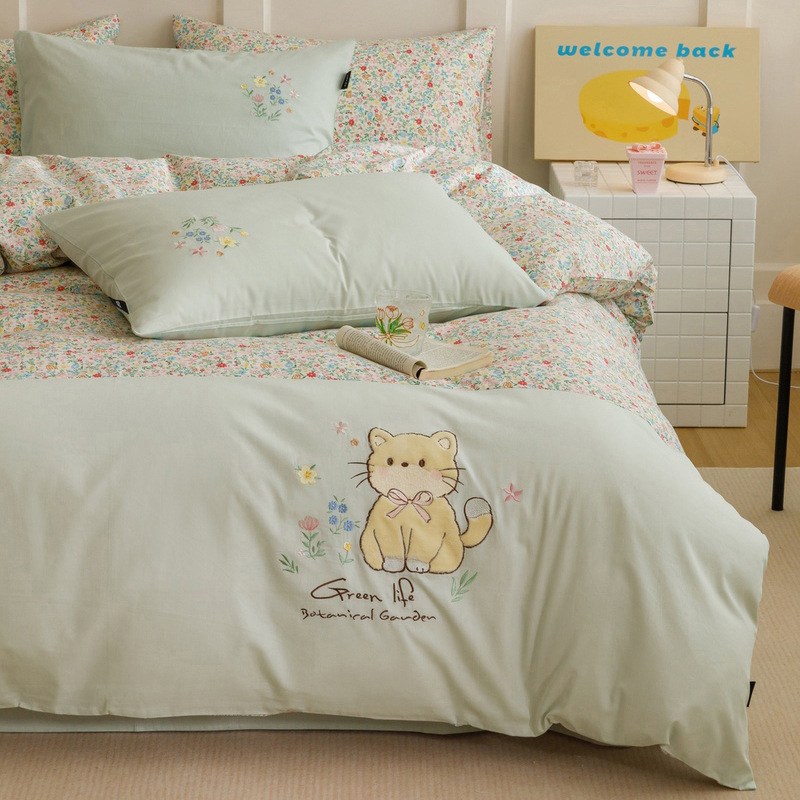 60S de algodón de fibra larga, jacquard de algodón puro, juego de cuatro piezas, sábana de algodón grueso, funda edredón, clase A, textiles para el hogar Nantong