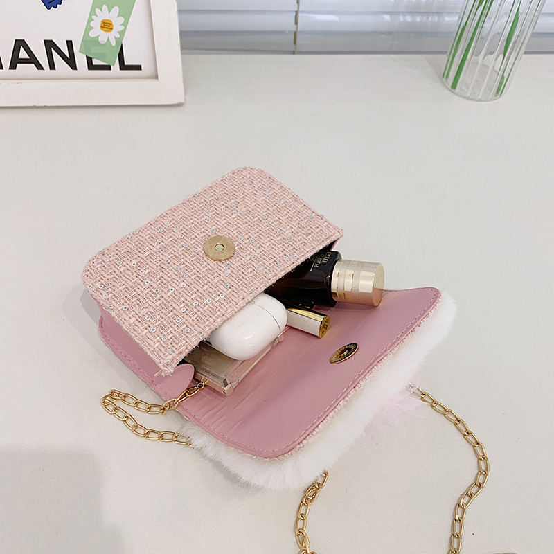 Bolso DE LOS NIÑOS estilo Chanel cadena bolsa de mensajero lindo bebé niña moda chica bolso de hombro moda perla