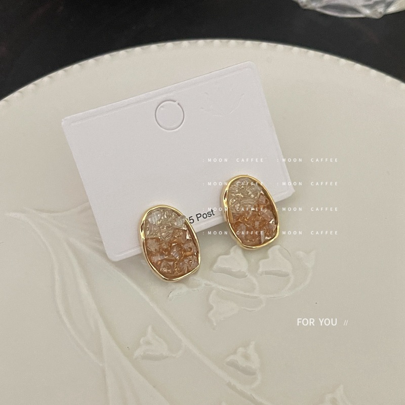 Unique Design Orange Sea Crystal 2023 New Trendy and High end Exquisite with Sterling Silver Style Earrings_voghion.com