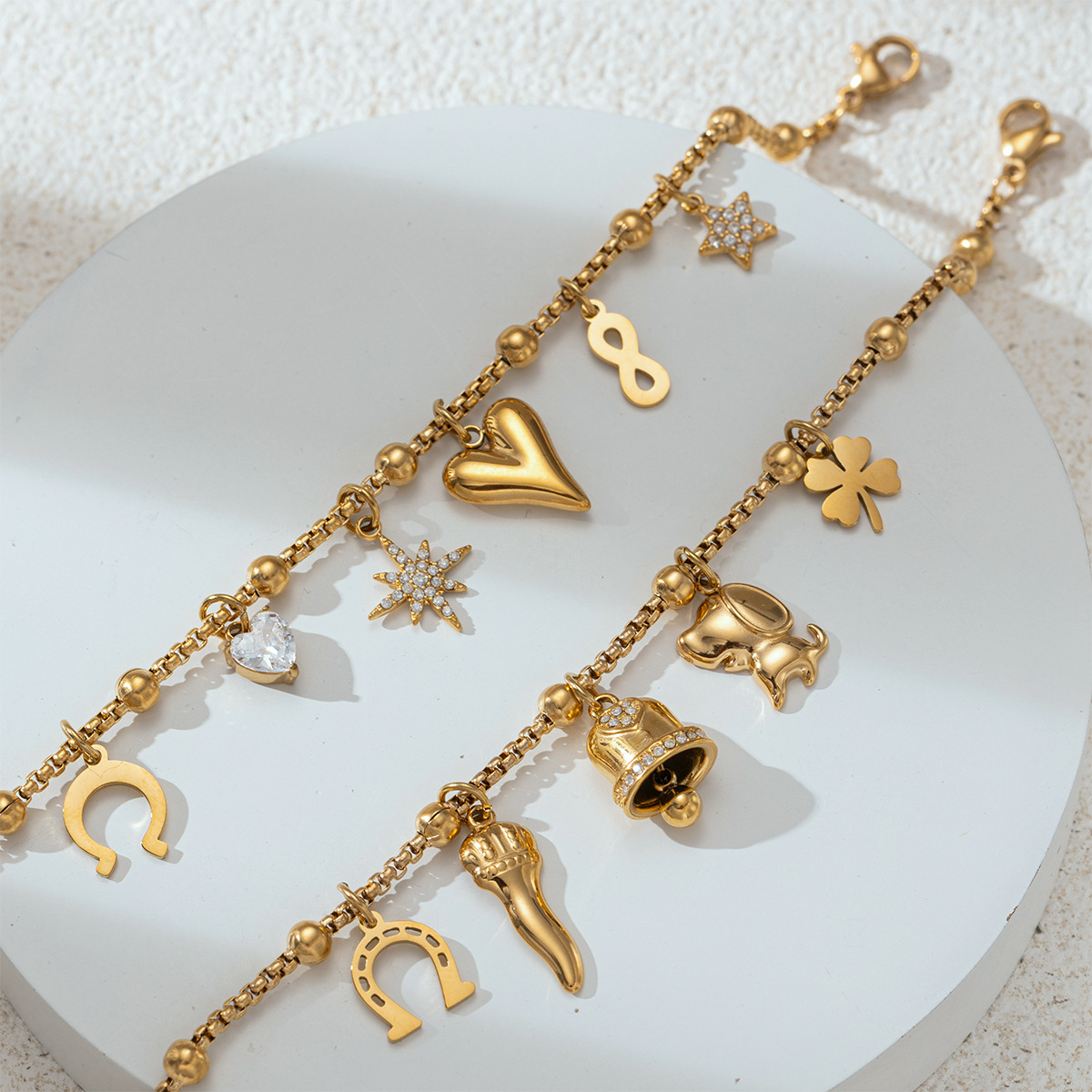 Tina Europa y los Estados Unidos pulsera de acero inoxidable lujo ligero nicho amor campanas más colgantes pulsera de piedra titanio acero no se desvanece mujer image 1