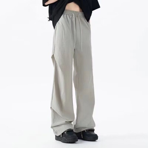 Women's and Men's Summer Trend Brand Loose Fighting Pants, Thin Quick-Dry Casual Trousers with American Style Ice Silk Cool Sensation