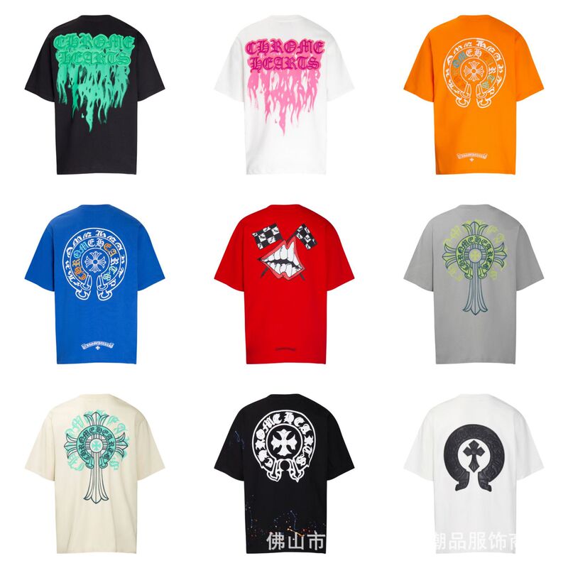 Heart24 New Chrome Style Summer Short-Sleeve European and American Street Hip-Hop Unisex T-Shirt Series in Stock for Direct Shipping