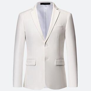 Suit Men's Business Casual Two-Button White Suit Korean Style Slim-Fit Plus Size Professional Formal Dress Groom Fashion Dress