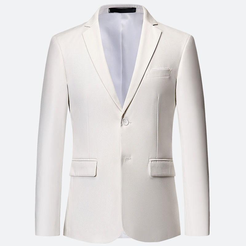Traje de hombre de negocios casual traje blanco de dos botones estilo coreano delgado de talla grande vestido formal profesional de novio de moda
