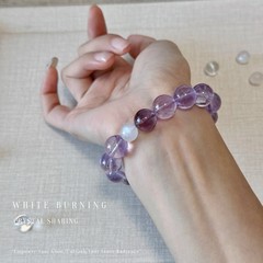 幸柿|天然巴西紫水晶玻利维亚紫水晶紫阿塞蓝月光石手串轻奢女生
