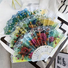 I057白杆西班牙花边扇子精美绢布礼品扇蕾丝边道具折扇+义乌百货