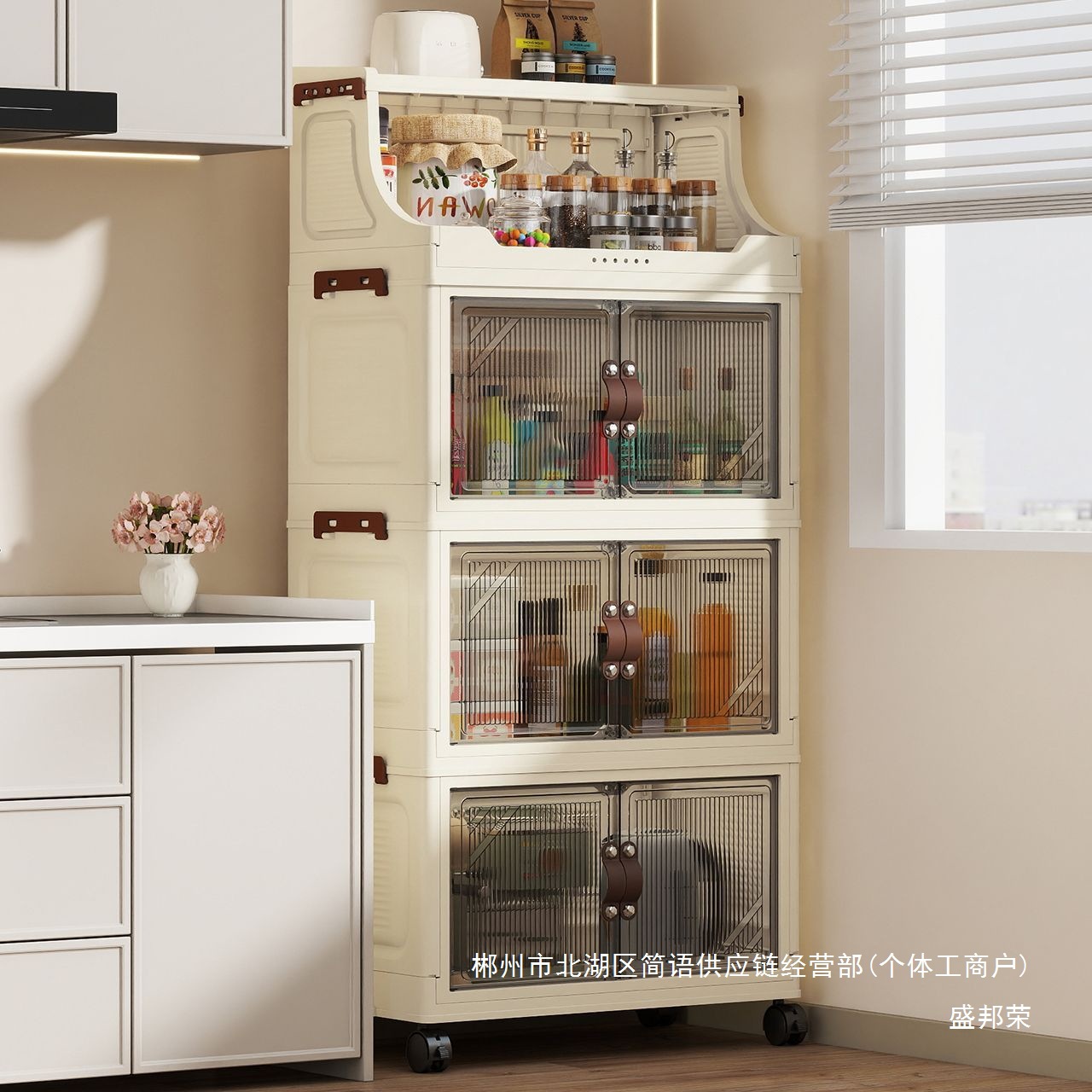Fábrica directa de almacenamiento plegable armario casero armario de baño escritorio de escritorio de cocina de múltiples capas