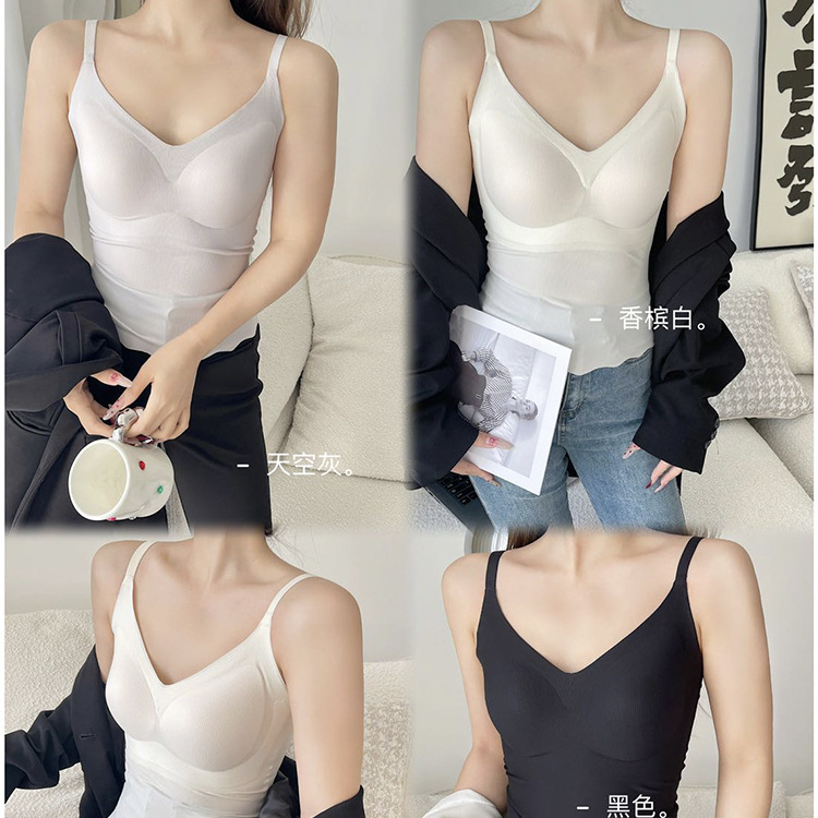 여성용 심플하고 매끄러운 심리스 원피스 패딩 조끼, 편안한 푸쉬업 노와이어 브라, 이너웨어 및 아우터웨어 베이스