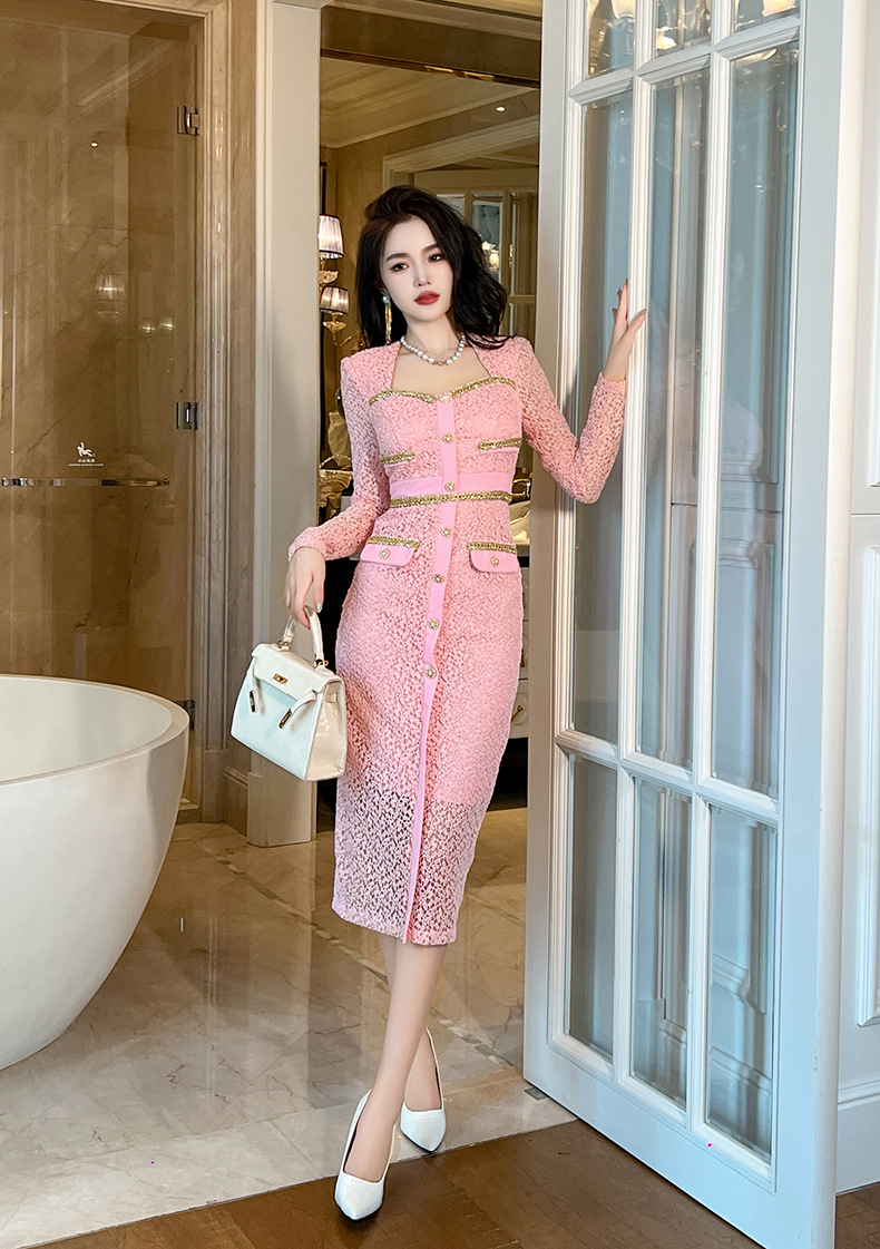 Đầm ren ôm body nữ cổ vuông phong cách Chanel — Hoa Anh Đào chi tiết 13