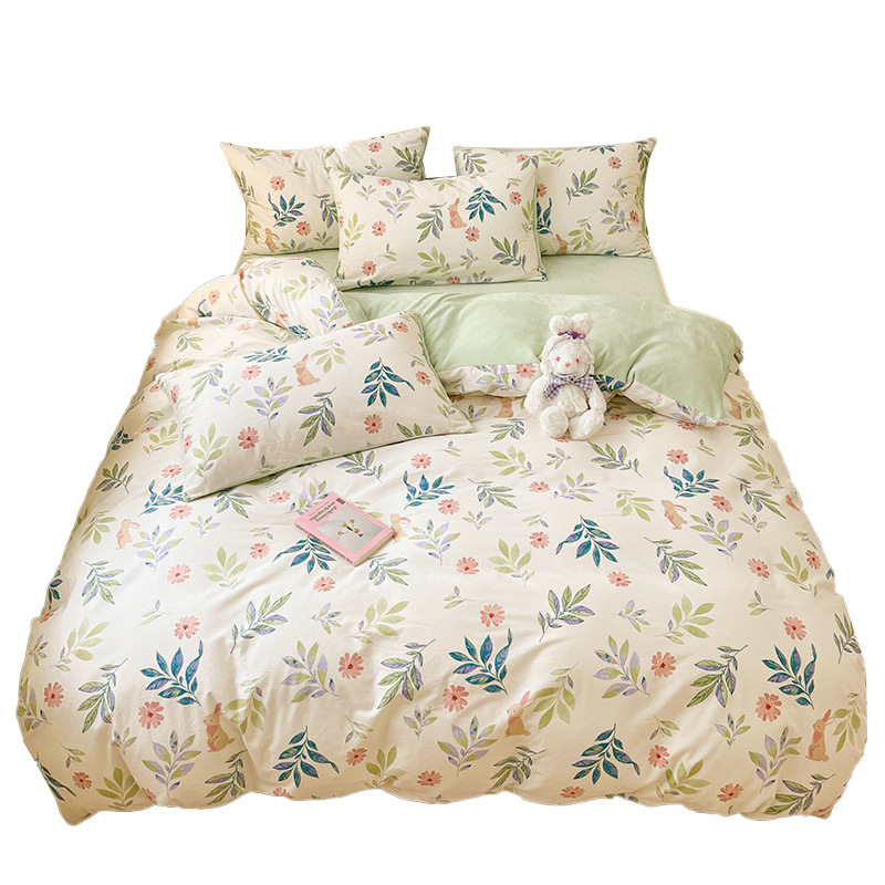 Juego de cama de lana de coral de leche de invierno de cuatro piezas 2024 sábanas nuevas fundas de edredón sábana ropa de cama