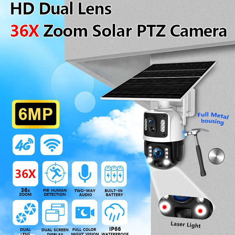 36X Optical Zoom High-Definition Outdoor Binocular Ubox Solar-Powered Surveillance Camera with Smart Pan/Tilt and Long Recording
