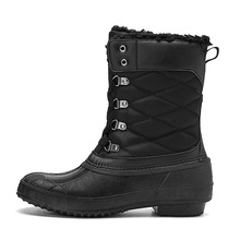 黑色雪地靴女冬季東北大棉鞋加絨加厚高筒馬丁靴防滑防水媽媽棉靴