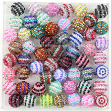 20mm条纹钻球彩色树脂水钻珠串珠笔配件厂家直销TEMU亚马逊