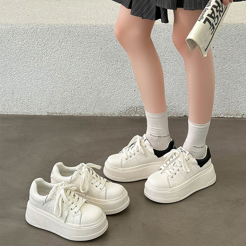 厚底增高小白鞋女2025秋季新款真皮舒适松糕厚底浅口休闲运动板鞋|undefined