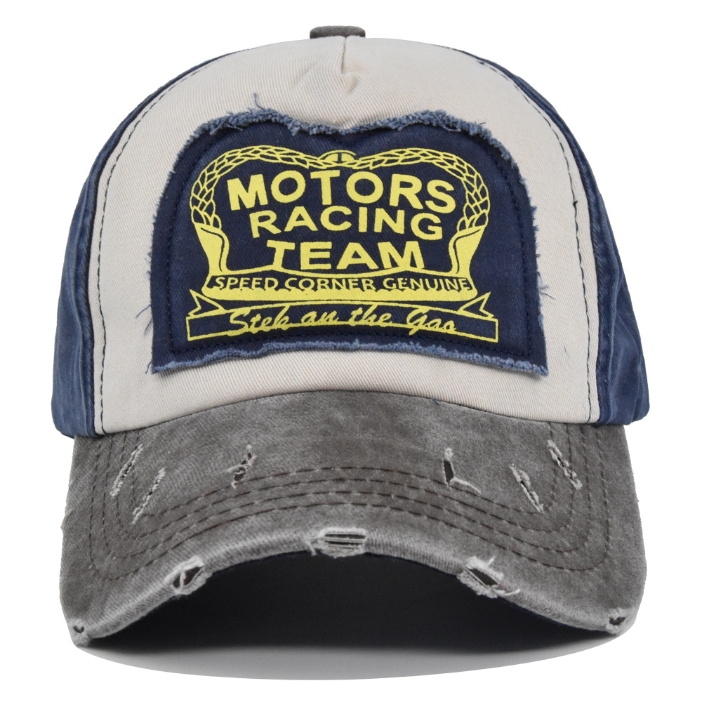 Graffiti MOTORS printed sticker baseball color blocked duckbill cap CP864_voghion.com
