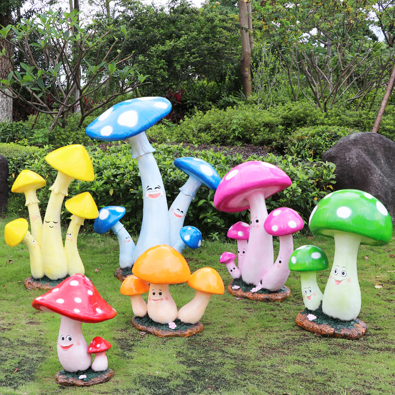 户外仿真大蘑菇模型摆件草坪庭院美陈雕塑花园林景观婚庆道具装饰