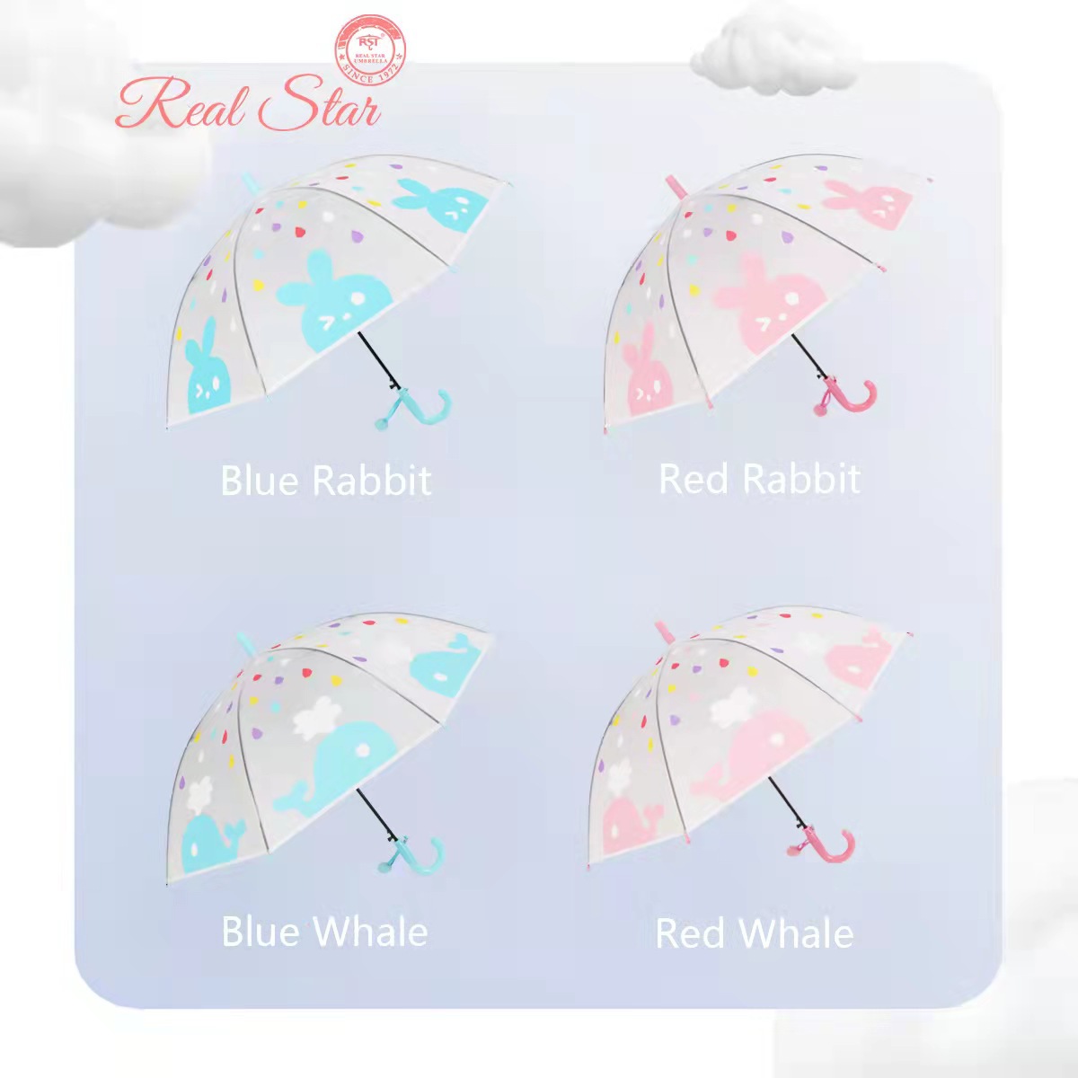 颜値超高虹透明伞ins幼稚园カラーレインボー小学生キッズ可爱い厚手长柄伞