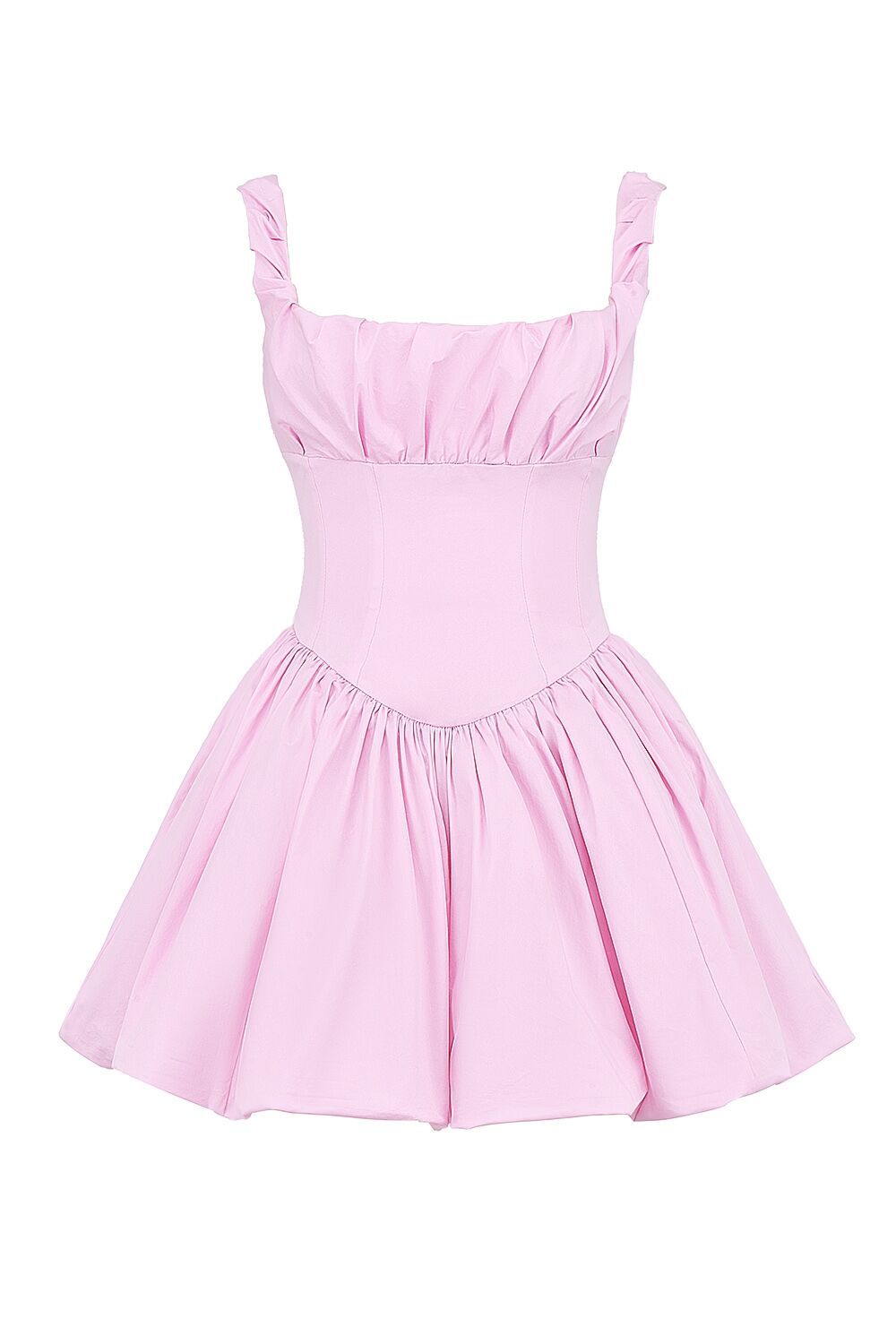 Robe de soirée rose bouffante en coton avec jupe en maille_voghion.com