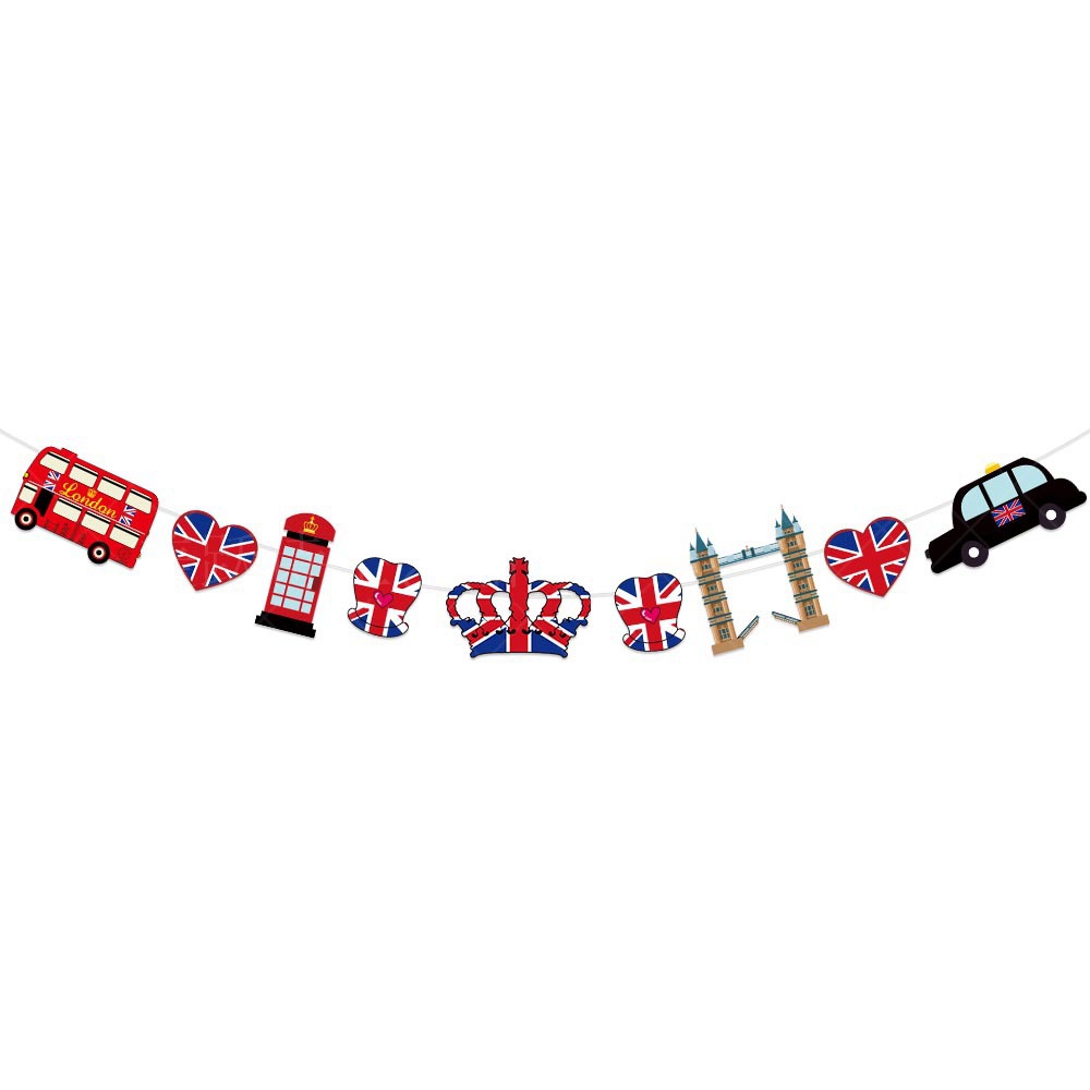 Fiesta de celebración británica transfronteriza bandera-tirando Tarjeta de Decoración de Pastel-insertando bandera-tirando de la bandera de la coronación del rey Carlos III