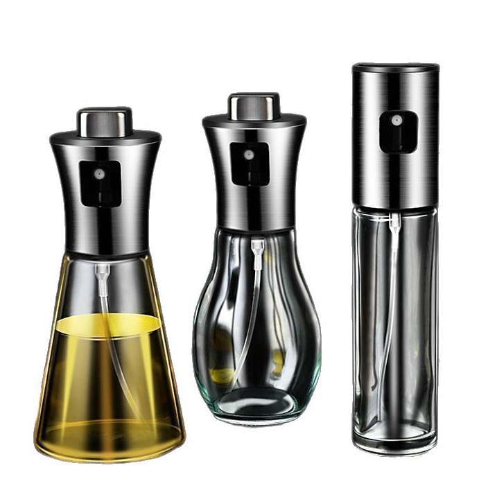 Botella de inyección de aceite de acero inoxidable, botella de vidrio en aerosol de control de aceite para el hogar, olla de inyección de aceite de niebla, freidora de aire, olla de aceite pequeña