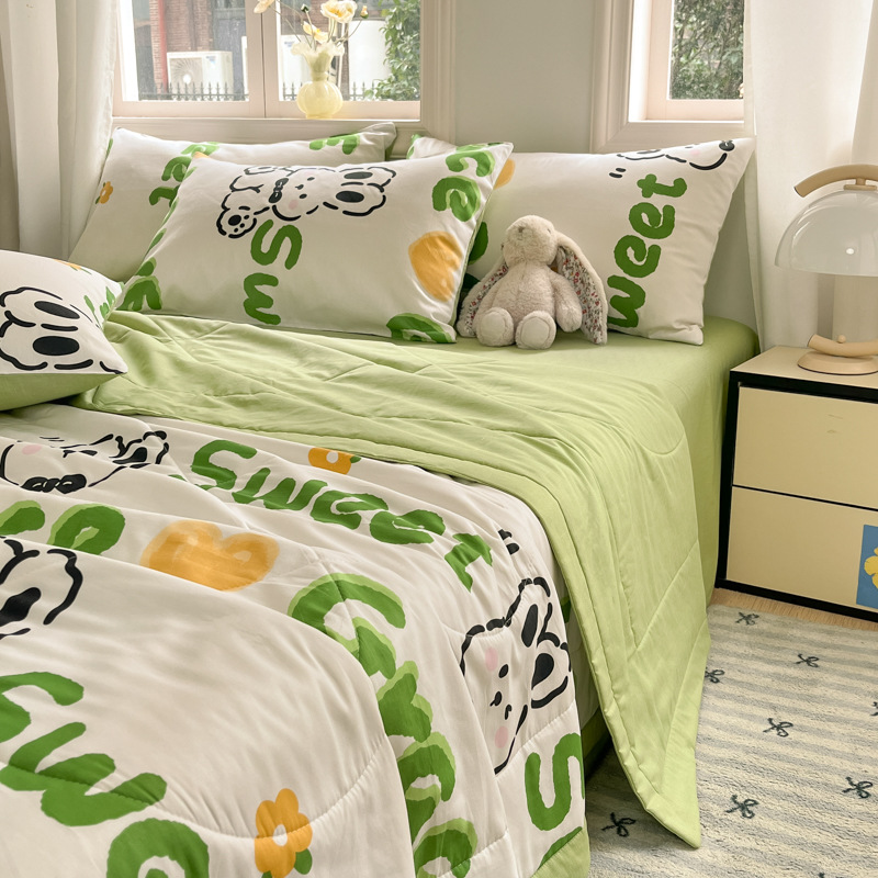 Edredón de verano de algodón para niños de clase A edredón de aire acondicionado edredón de algodón edredón de dormitorio con núcleo edredón se puede lavar a máquina edredón fresco de verano juego de cuatro piezas 4