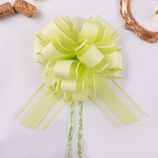 Cross-Border Export Large Snow Gauze Elegant Natural Color Ball Flower Christmas Gift Flower Packaging Pure Color Flower Ribbon