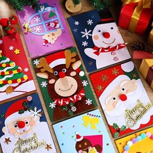 儿童制作平面贺卡儿童diy圣诞卡材料包手工自制圣诞节祝福装饰卡