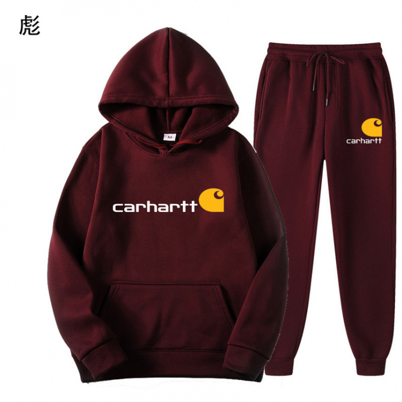 2026 Cross-Border Amazon Trendy Brand Carhartt Mango Sweatshirt Two-Piece Set for Men and Women, Fleece-Lined Hoodie Set