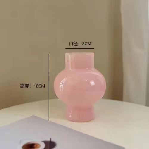 Decoración de alta sensación de nicho popular en línea pequeño adornos floral sala de estar acuoso transparente simple jarrón de vidrio