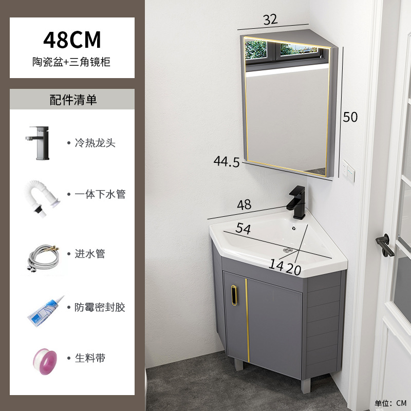 gabinete de baño de aluminio espacial tipo piso combinado tipo pequeño baño lavabo de triángulo lavabo esquina lavabo