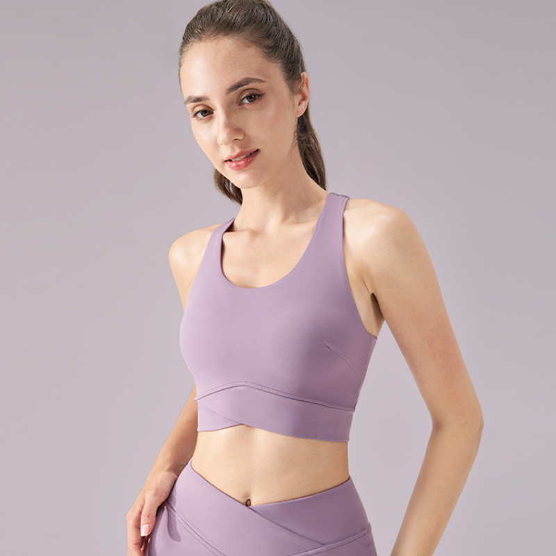Ropa interior deportiva de menta de hielo para mujer, hermosa espalda desmontable, top de yoga, sujetador, chaleco a prueba de golpes de fitness en forma de carrera de fuerza media
