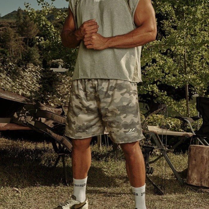 Youngla Summer New Men's All-Over Printed Shorts Jogger Sports Fitness Quick-Drying Breathable Training Beach Shorts