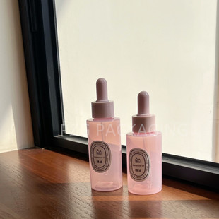 Pink Thick Wall Dropper Essential Oil Bottle 80ml 100ml Ding Qing Gel Dropper Essence Solution Round Skin Care Empty Bottle